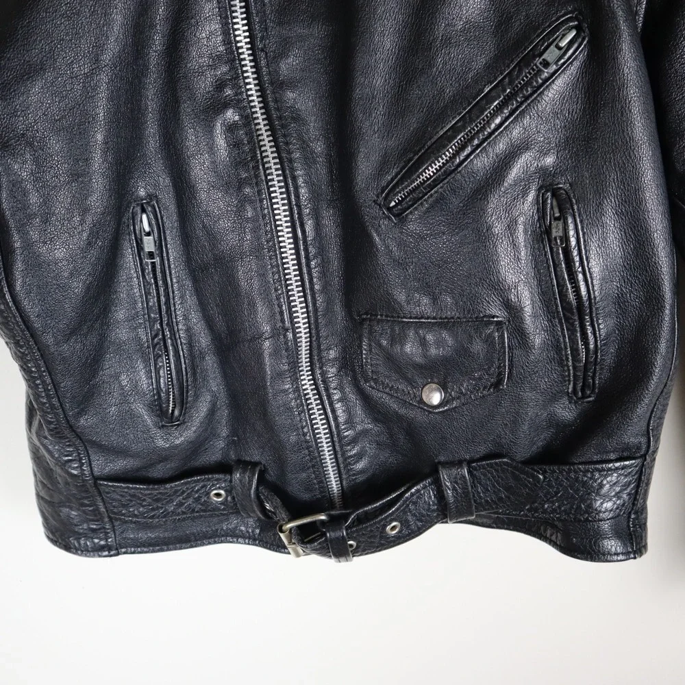 Vintage The Alley Chicago Leather Biker Motorcycle‎ Jacket Size 44 23x23.5 Large